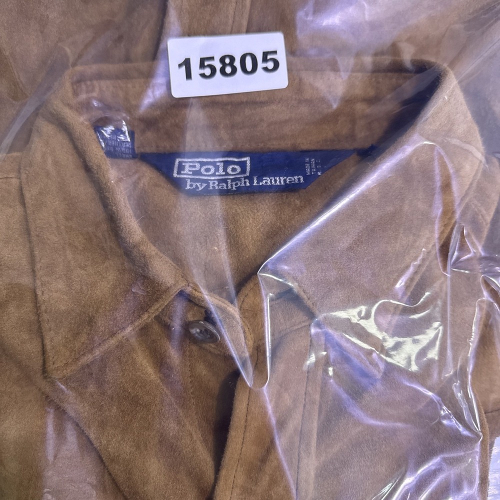 Polo Ralph Lauren Brown Suede Leather Button-Up Shirt XL EXCELLENT - Picture 8 of 8